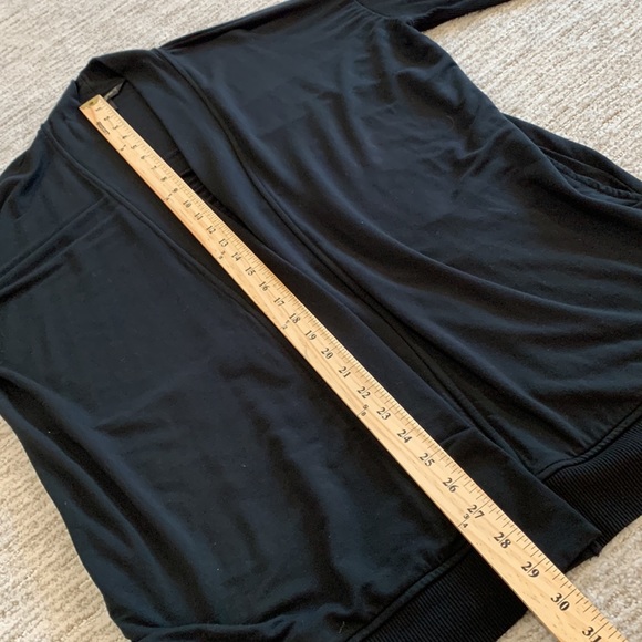 Banana Republic Baby Terry Long Cardigan Womens Size M Black Ribbed Knit Duster - Picture 7 of 16